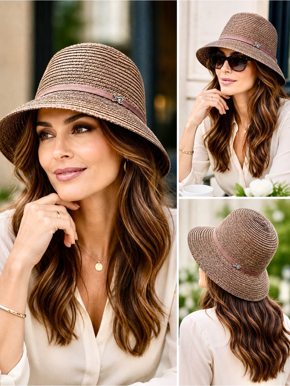Betmar New York Summer Straw Cloche Hat 2-in-1 Style